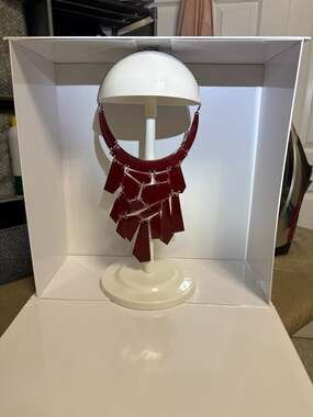 House of Flora Red Lucite Statement Runway Collar Necklace